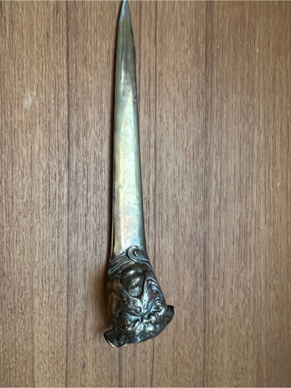 Metal / Brass Like Bulldog Letter Opener - Sculpted Dog Head - Picture 4 of 5